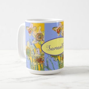 Mug Daffodil Peinture aquarelle Lavande florale