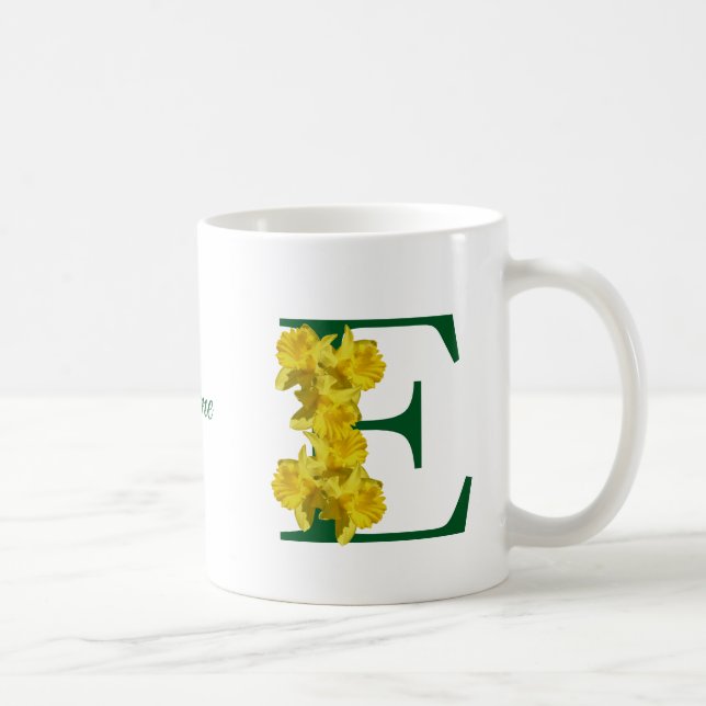 Mug Daffodique Monogramme initial E Nom (Droite)