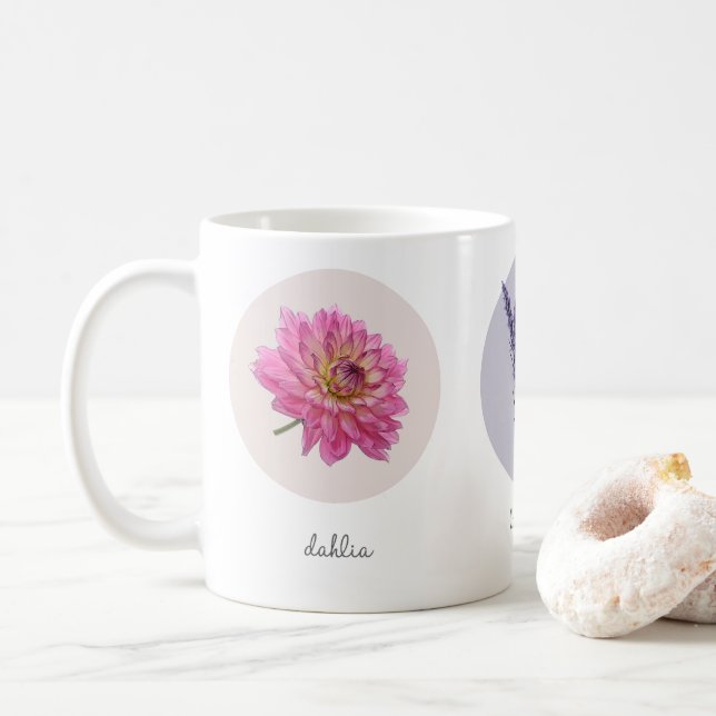 Mug Dahlia, Coneflower et Lavender Flowers (Avec donut)