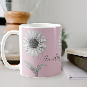 Mug Daisy Flower Boho Chic Pink Nom