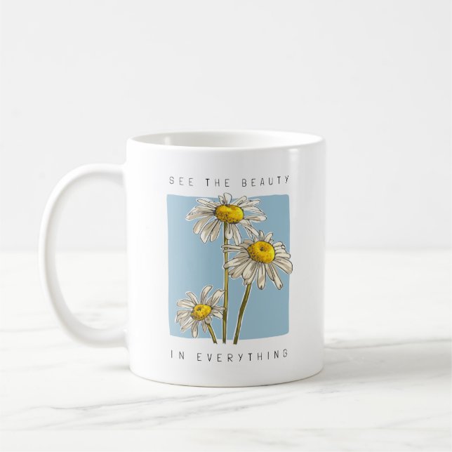 Mug Daisy Flowers Beauté Slogan (Gauche)