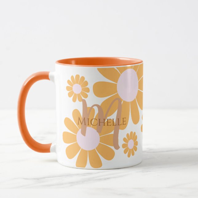 Mug Daisy Orange Monogramme (Gauche)