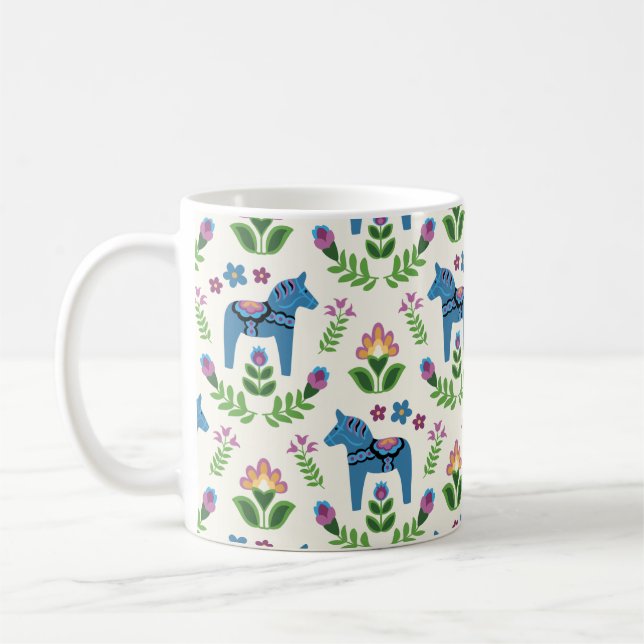 Mug Dala suédois Chevaux bleu (Gauche)