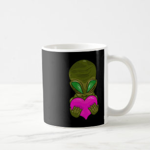 Mug D'Alien Gris Avec Un Coeur En Amour Sticker