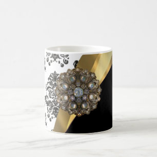 Mug Damassé noire et blanche, bijou de faux