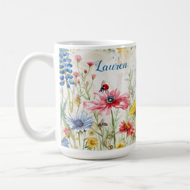 Mug Dame bug et abeille fleur sauvage   (Gauche)