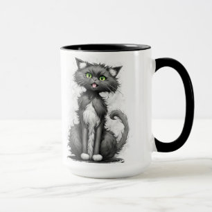 Mug Dame de chat fou sur blanc