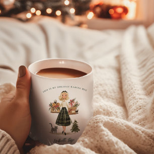 Mug Dame de la pâtisserie de Noël vintage avec monogra