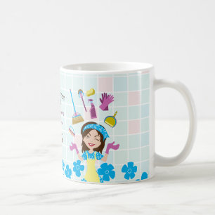 Mug Dame de maison dessin animé service de nettoyage