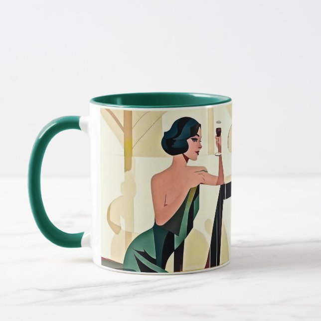 Mug Dame déco dans l'art moderne vert (Gauche)