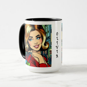 Mug Dame Rétro avec Sacs de Courses Personnalisés