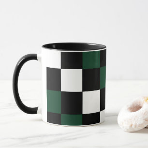 Mug Damier Blanc Noir Vert À Carreaux