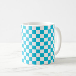 Mug Damier bleu aqua classique
