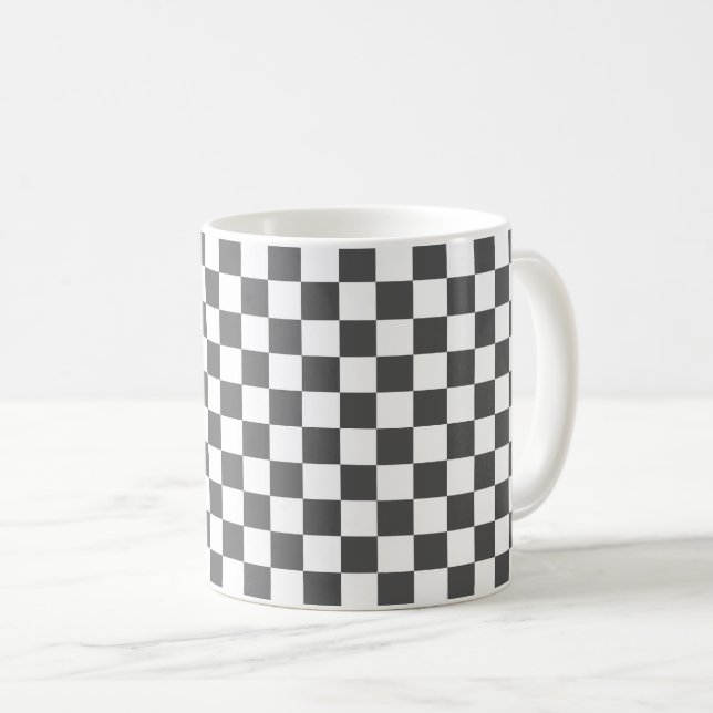 Mug Damier gris foncé classique (Devant droit)