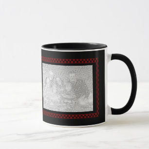 Mug Damier noir rouge fait sur commande des photos  