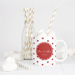 Mug d'amour personnalisé - Coeurs, noms et date