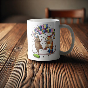 Mug Dancing Mice Fête Horaire Bannière Confetti & Ball