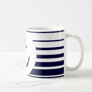 Mug d'ancre marine à rayures bleues et blanches