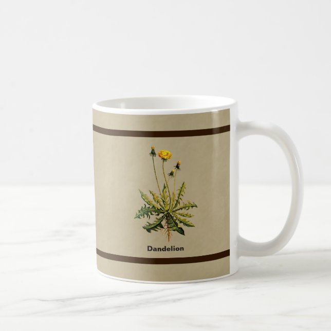 Mug Dandelion Sur Vieux Papier (Droite)