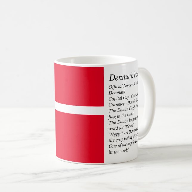 Mug Danemark Drapeau et faits amusants (Devant droit)