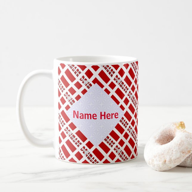 Mug Danemark et Danemark Drapeau Carrelé Personnalisé (Avec donut)