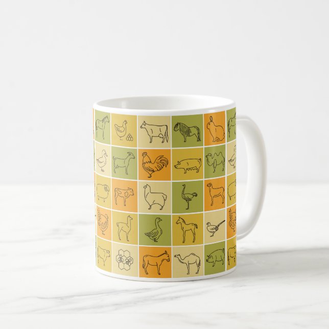 Mug d'animaux de ferme - Conception agricole rusti (Devant droit)