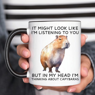 Mug Dans ma tête, je pense aux capybaras drôles