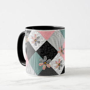 Mug Dans un motif rustique patchwork de couleurs multi