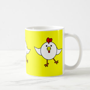 Mug Danse mignonne de poulet - blanc et jaune