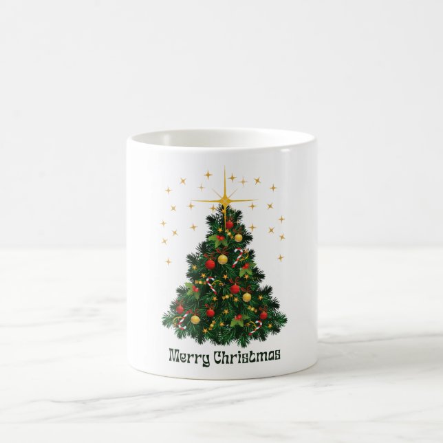 Mug d'arbre de Noël vert et or (Centre)