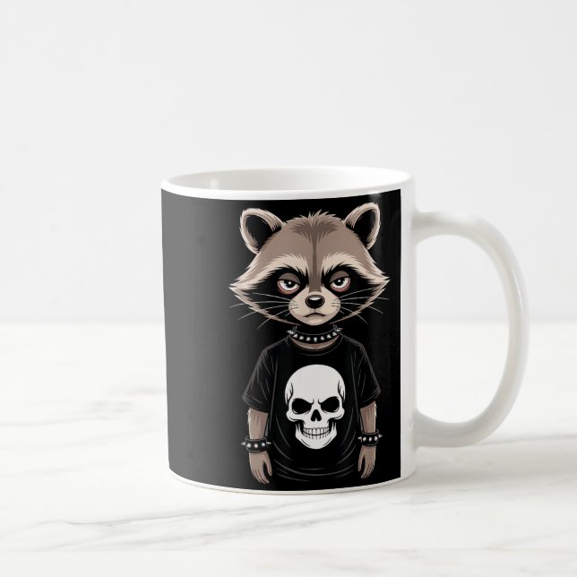 Mug Dark Emo Raccoon With Skull Punk Style Alternative (Droite)