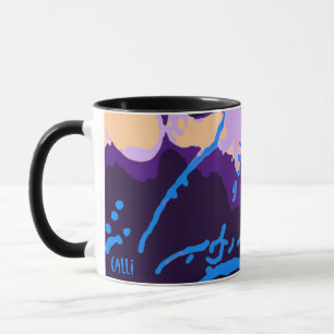 Mug d'art coloré Calli dans les violets et les bl