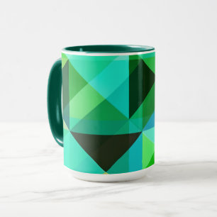 Mug d'art géométrique Abstrait en vert et Turquois