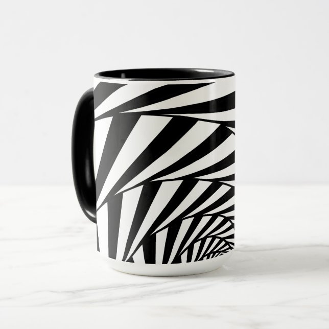 Mug d'art moderne Abstrait noir et blanc (Devant gauche)