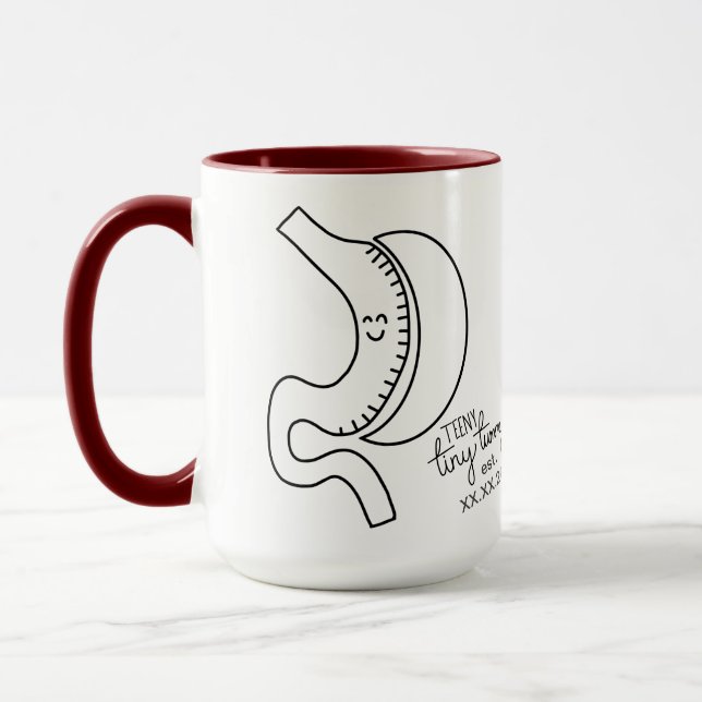 Mug Date de chirurgie bariatrique à manches gastriques (Gauche)