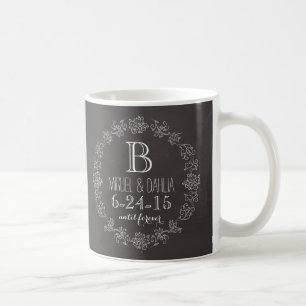 Mug Date de mariage personnalisée de monogramme de