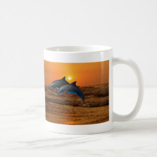 Mug Dauphin de verdure au coucher du soleil