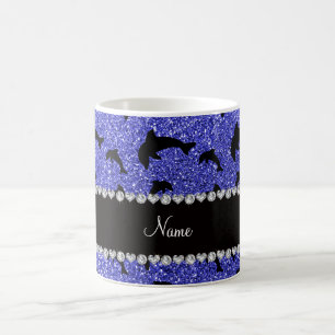 Mug Dauphins bleus au néon nommés personnalisés de
