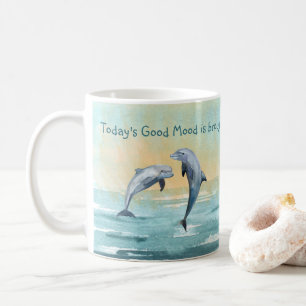 Mug Dauphins Leap Water Aquarelle Nom personnalisé Di
