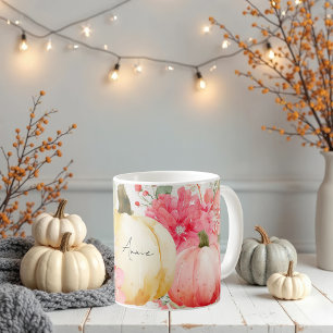 Mug d'automne avec Citrouilles et fleurs