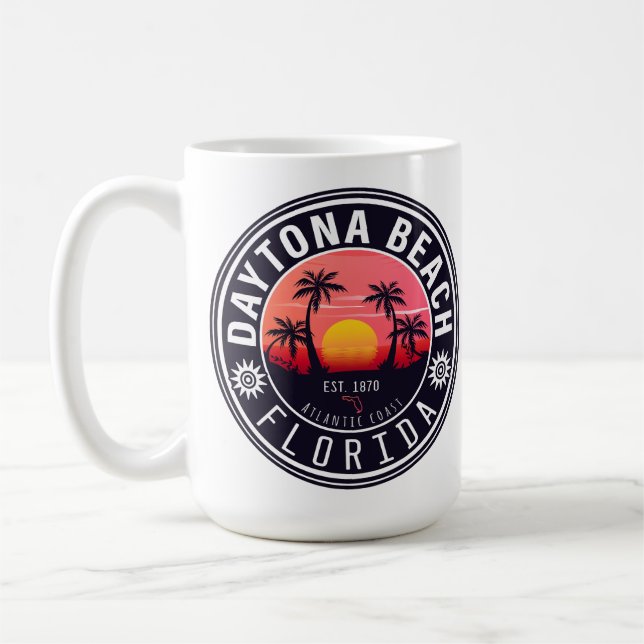 Mug Daytona Beach Floride Coucher de soleil Palmiers S (Gauche)