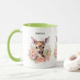 Mug De Beaux Cerfs Entourés De Roses