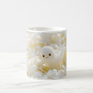 Mug De beaux petits fantômes au milieu des fleurs blan
