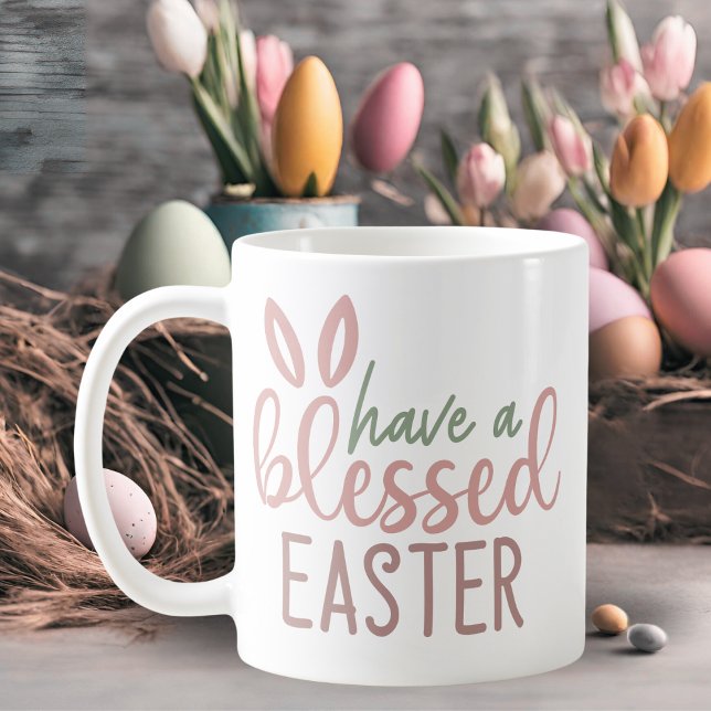 Mug De belles oreilles de lapin ont une Sainte Pâques (Cute Bunny Ears Have a Blessed Easter Coffee Mug)