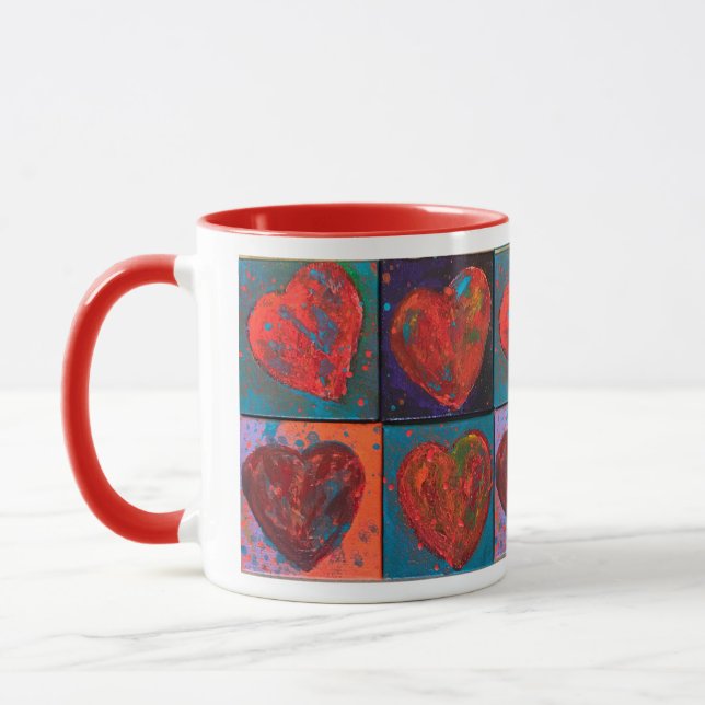 Mug de boisson "Coeurs rouges" (Gauche)