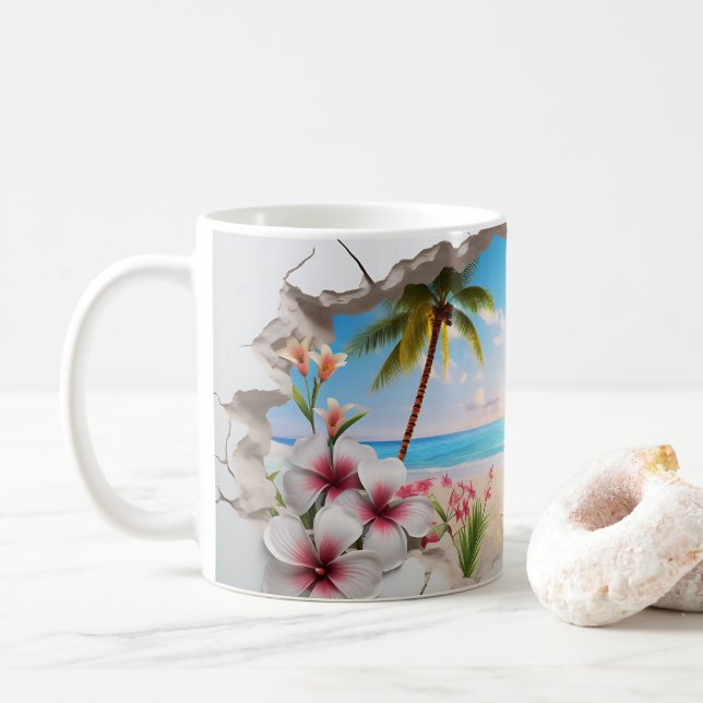 Mug de café 3D Tropical Bliss (Avec donut)