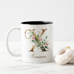 Mug de café à deux tons en or luxueux avec initial