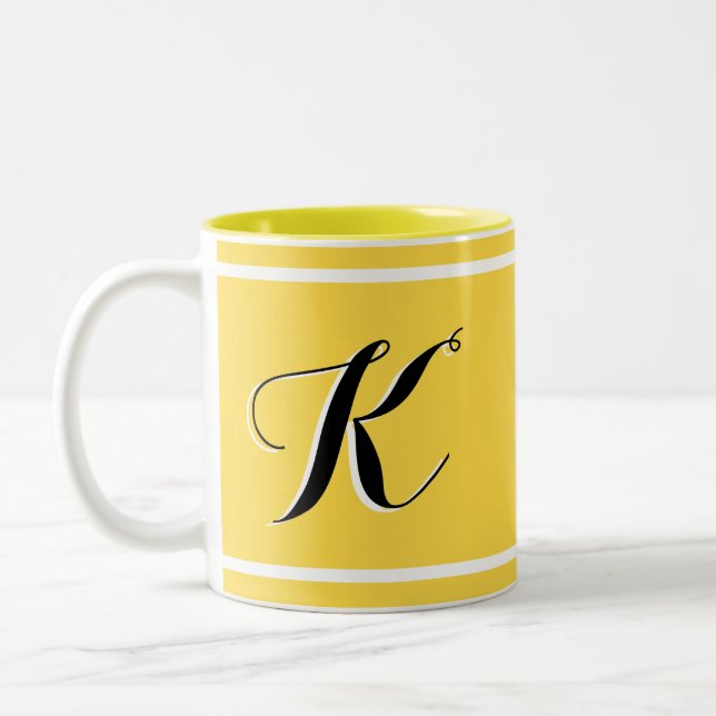 Mug de café à deux tons monogramme jaune (Gauche)