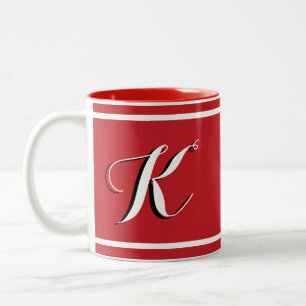 Mug de café à deux tons monogramme rouge