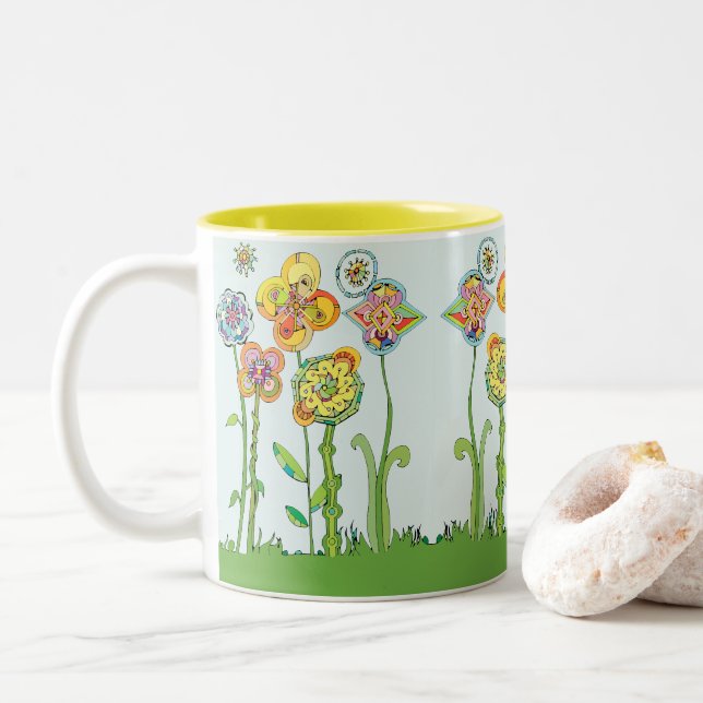 Mug de café à fleurs (Avec donut)